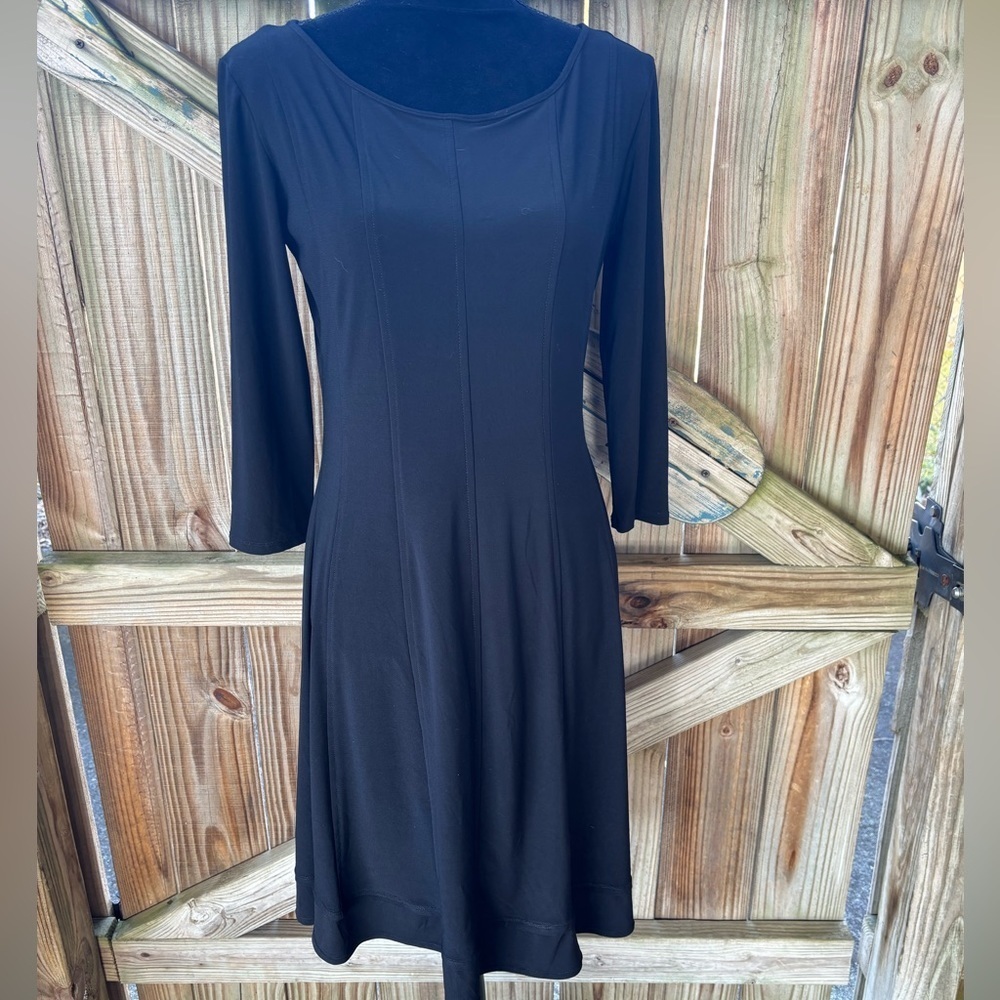 Tiana B Black Long Sleeve Fit & Flare Scoop Neck Princess Seam Dress Size 4